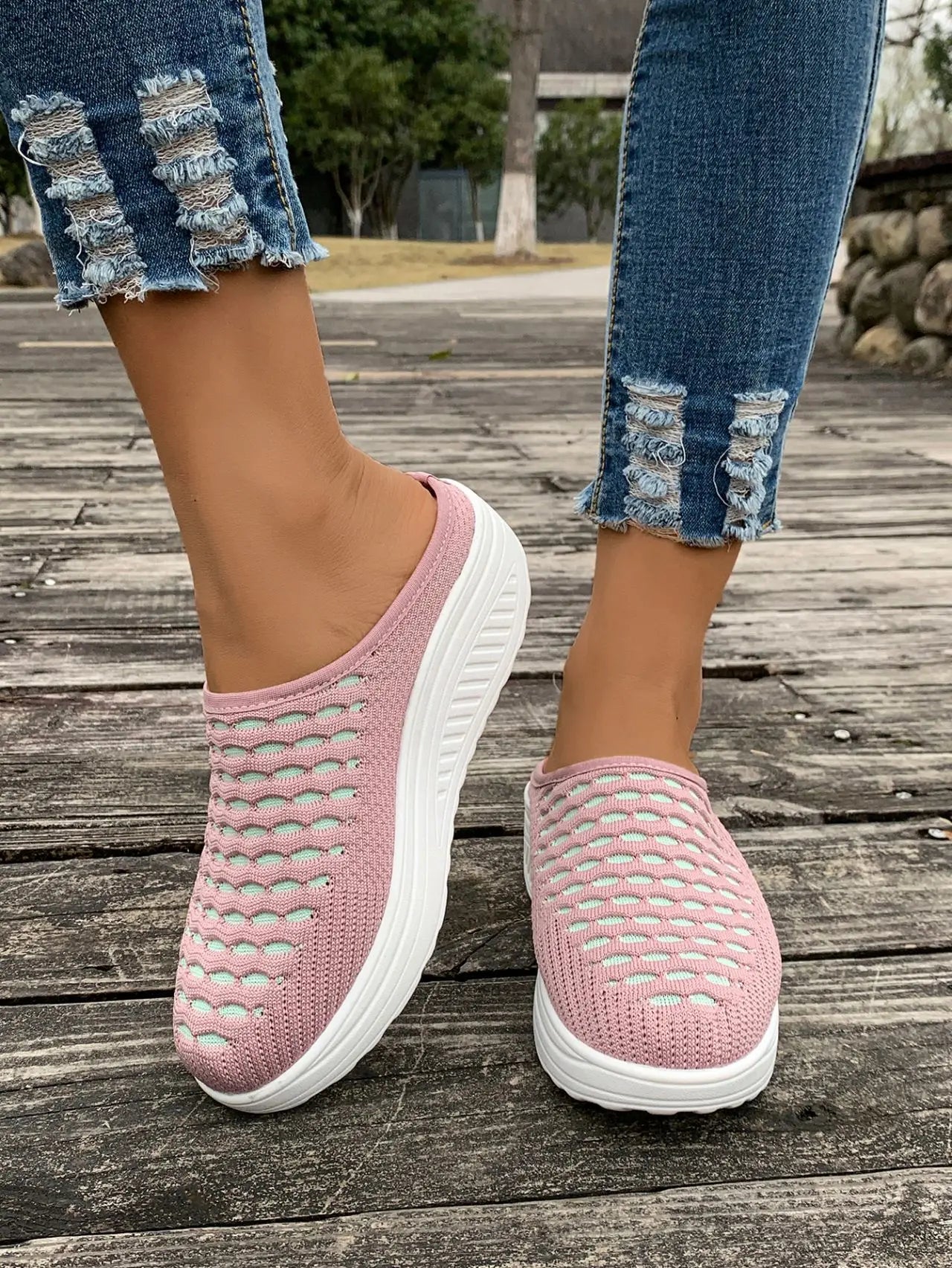 LIZAKOSHT  -  Low Shoes Woman  Cover Toe Massage Slippers House Rome Cotton Fabric Hoof Heels Rubber Slides Shoes Low Home Slippers Women'