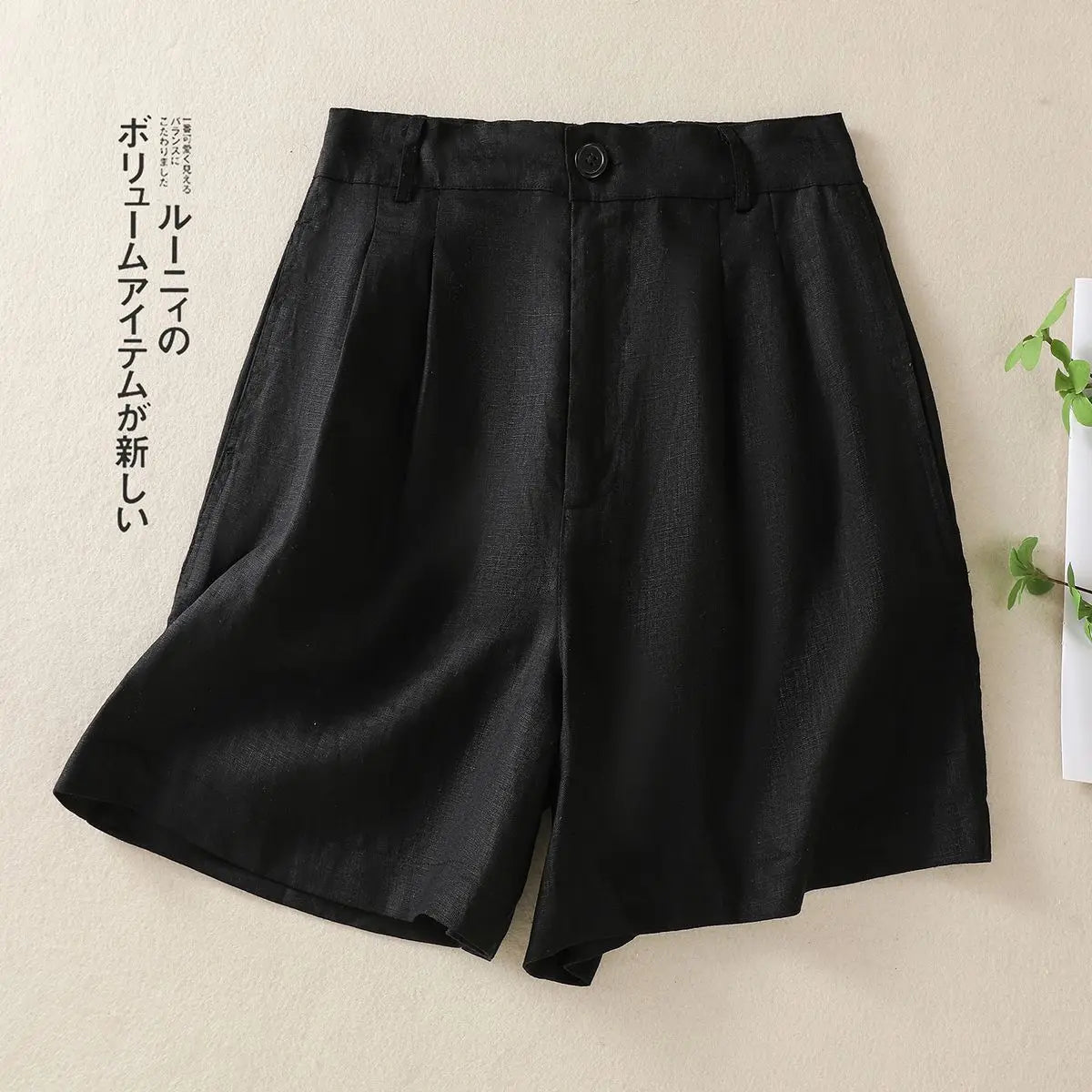 LIZAKOSHT  -  Summer High-Waist Vintage Linen Shorts Women's Versatile Slimming