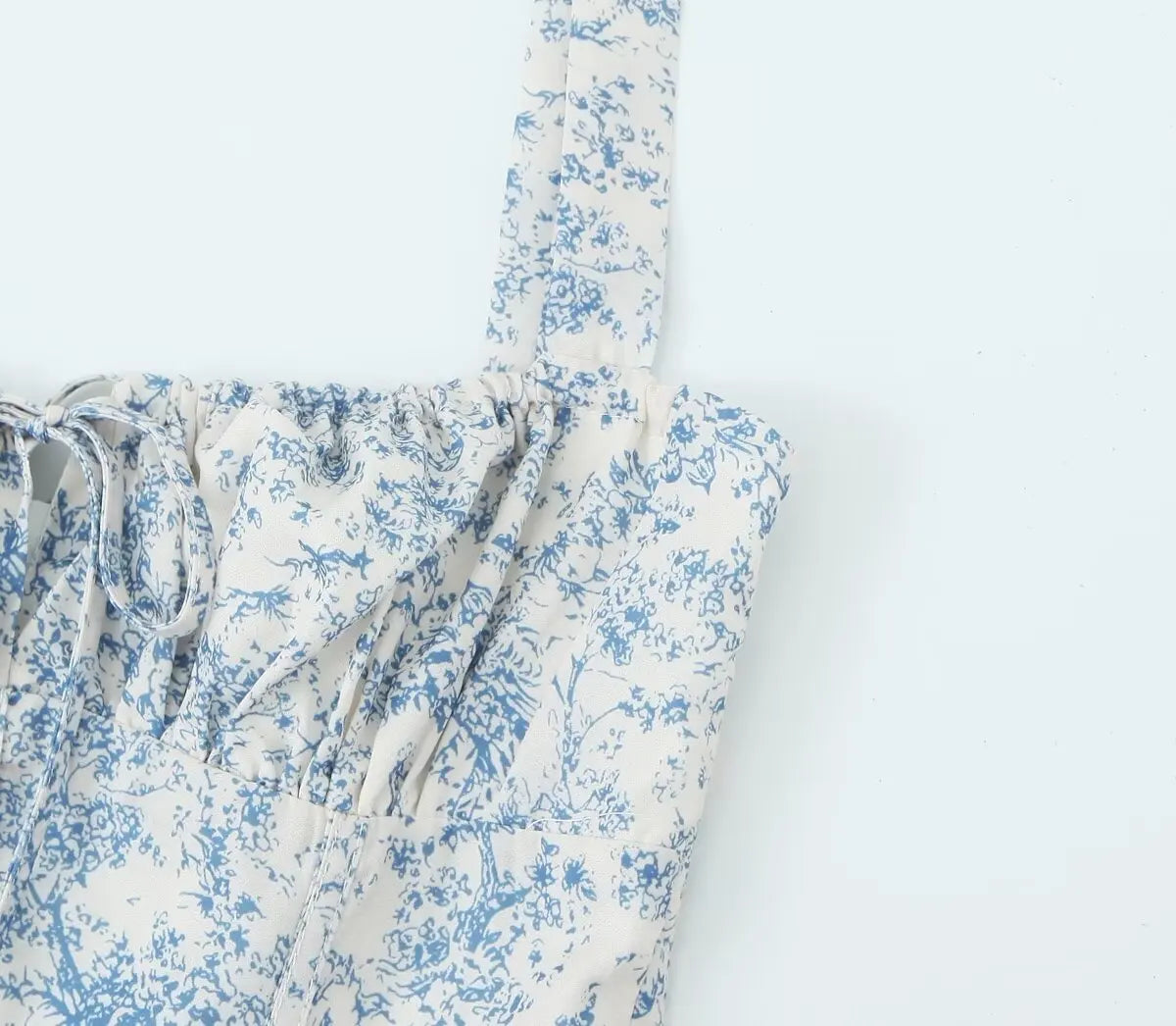 LIZAKOSHT  -  Floral Print Sling Short Dress For Women French Style Sexy Lace Up Bandage Back A-line Mini Dresses Summer 2025 New Holiday Robe