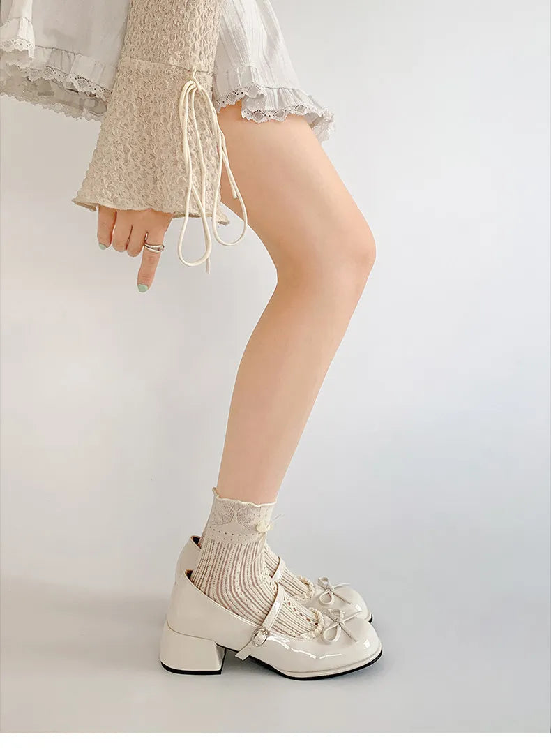 LIZAKOSHT  -  Designer Spring Autumn Thick Heel Women Mary Jane Shoes Concise Butterfly-knot Single Shoes Ladies Elegant Dress Leather Pumps