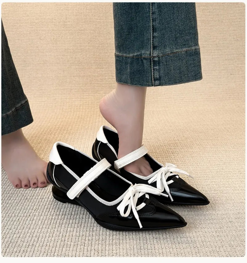 LIZAKOSHT  -  Fashion Pointed Toe Butterfly Knot Strange Style Mary Jane Shoes Women Designer Sports Ballet Shoes Elegant Party Dress Pumps