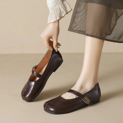 LIZAKOSHT  -  Retro Belt Strap Mary Janes Woman Lolita Flats Shoes Square Toe Cozy Slip On Loafers Female Solid Pu Leather Mocasines De Mujer