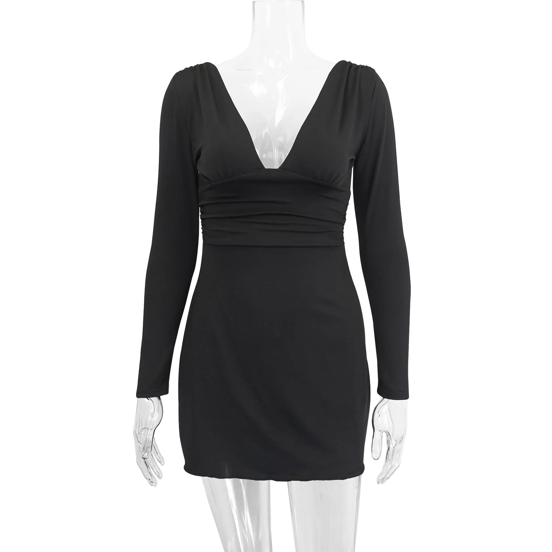 LIZAKOSHT  -  Women's Sexy V-neck Backless Long Sleeved Fashionable New Short Skirt Hot Selling Hip Hugging Dress