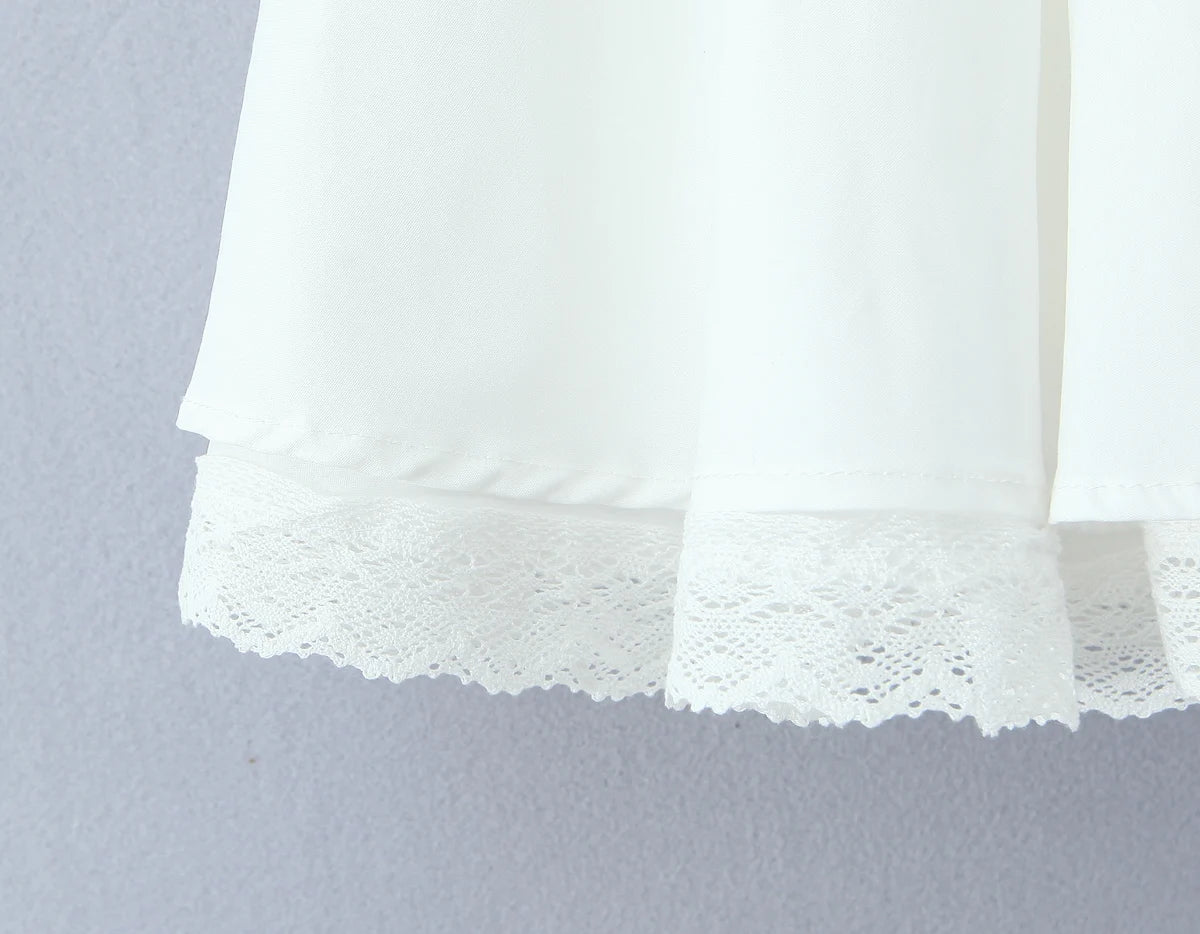 LIZAKOSHT  -  Ballet Girl White Cotton Spliced Lace Lining Mini Skirt Women Ball Gown Umbrella Skater Skirts with Shorts underwear Summer