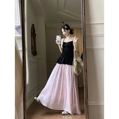 LIZAKOSHT  -  Y2K Vintage Two Piece Set Outfits Women Elegant Mini Skirt Casual Sleeveless Vest Korean Style Summer Beach Party Dress Sets