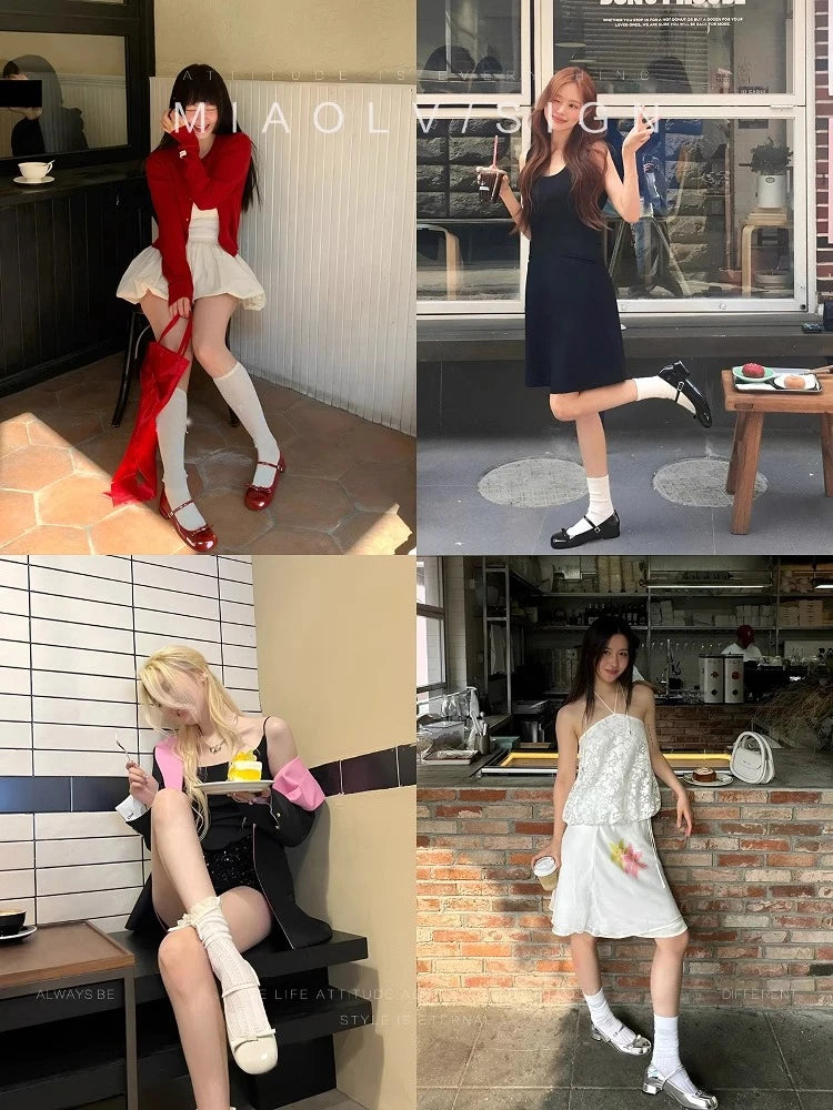 LIZAKOSHT  -  Spring Wine Red Women Mary Jane Shoes Shallow Ladies Casual Butterfly-knot Ballet Flat Shoes Eelgant Dress Leather Shoes