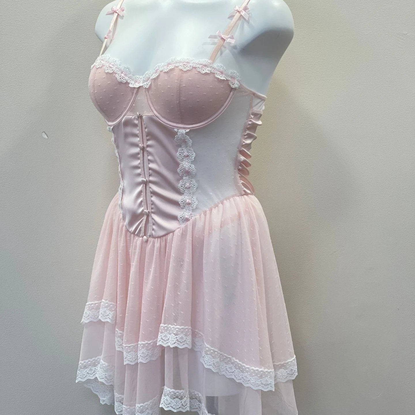 LIZAKOSHT  -  Vintage Lingerie Sexy Maid Nightgown Uniform Seduction Maid Cosplay Uniform Women's Sleepwear Strap Mesh See Through Nightgown