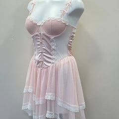 LIZAKOSHT  -  Vintage Lingerie Sexy Maid Nightgown Uniform Seduction Maid Cosplay Uniform Women's Sleepwear Strap Mesh See Through Nightgown
