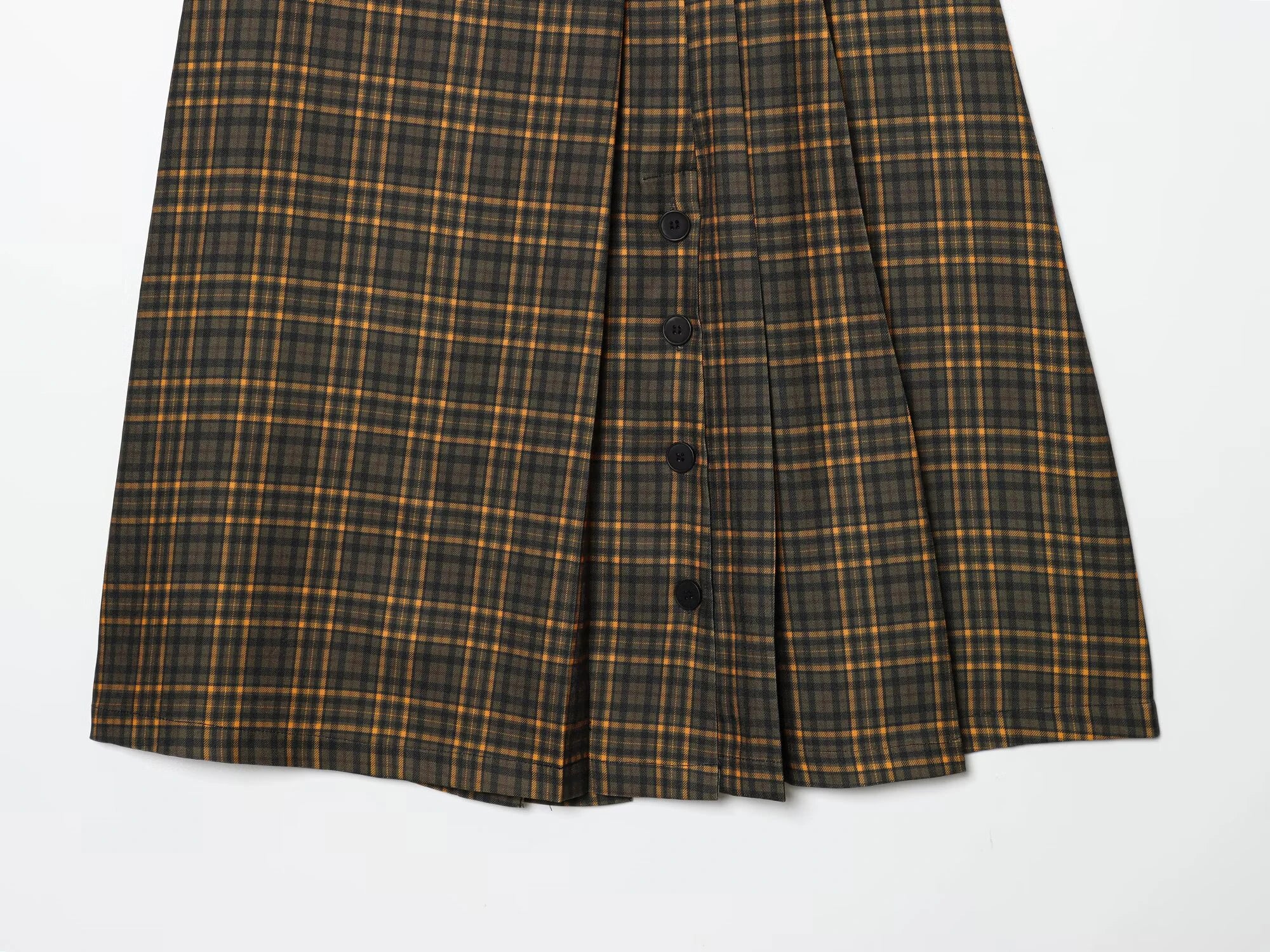 LIZAKOSHT  -  Spring Sweet and Spicy Style Loose High Waist A-line Button Decoration Medium length plaid Half length Skirt for Women