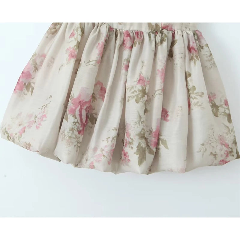 LIZAKOSHT  -  Sexy Elegant Women Spaghetti Strap Rose Floral Print Mini Dresses Summer Female Low Waist Vintage Party Robe