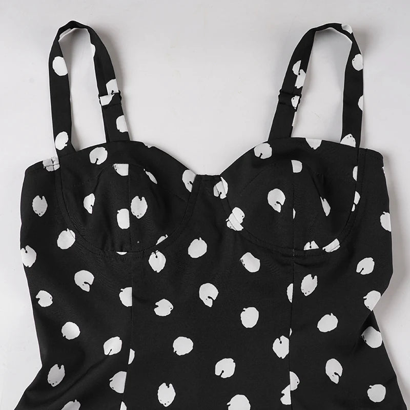 LIZAKOSHT  -  Elegant Polka Dot A-Line Dress Casual Sleeveless Slim-Fitting Dresses Women Fashion Streetwear Party Vestidos Summer