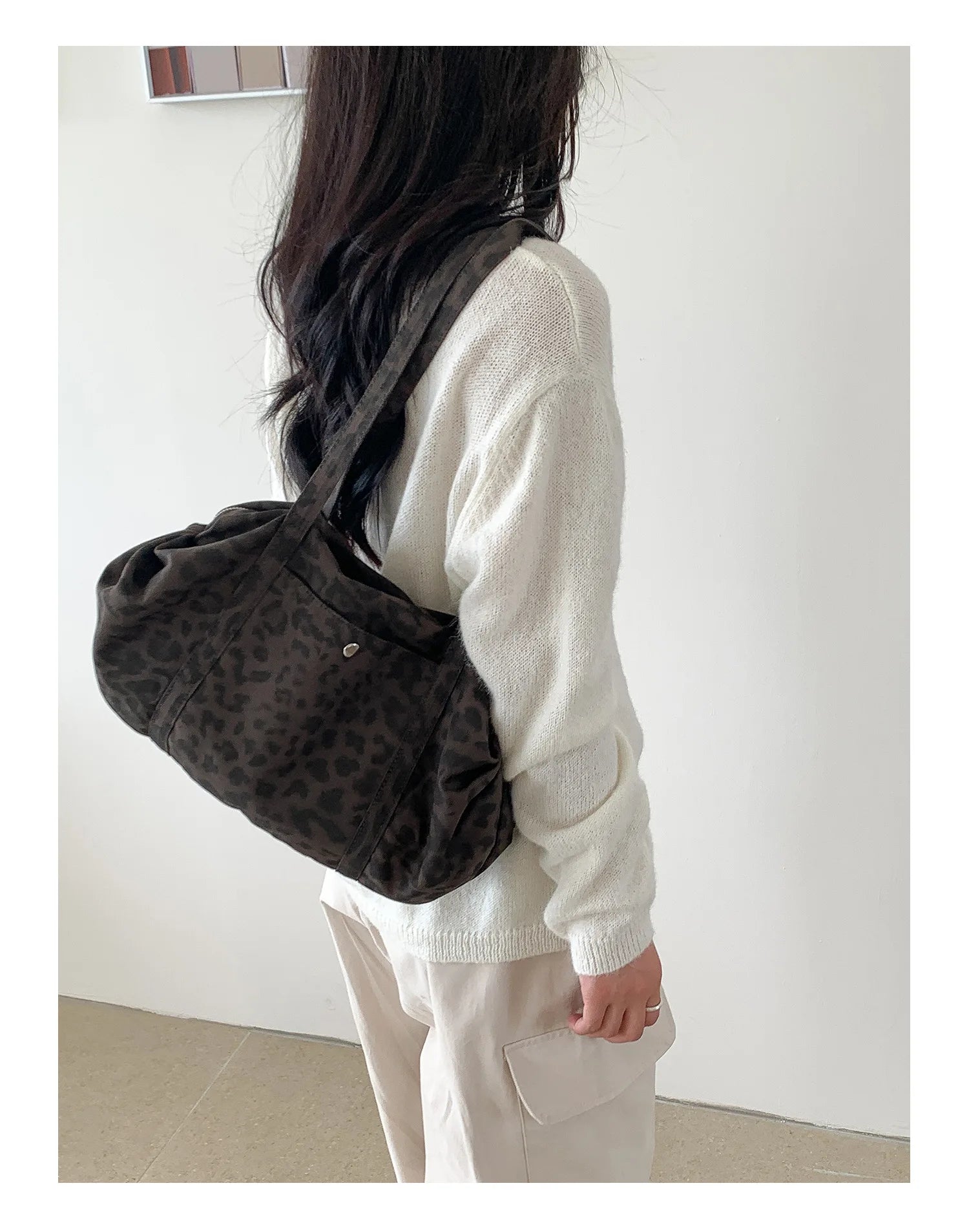 LIZAKOSHT  -  Wild Leopard Print Nylon Shoulder Bag Large Capacity Multipocket Tote Bag Trendy Women Casual Purse Guangzhou High Quality Bag