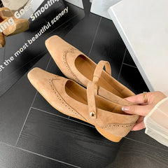 LIZAKOSHT  -  Fashion Women's Shoes New High Quality Suede Retro Mary Jane Shoes Square Headed Carved Low Heels Shoes Lightweight Shoes