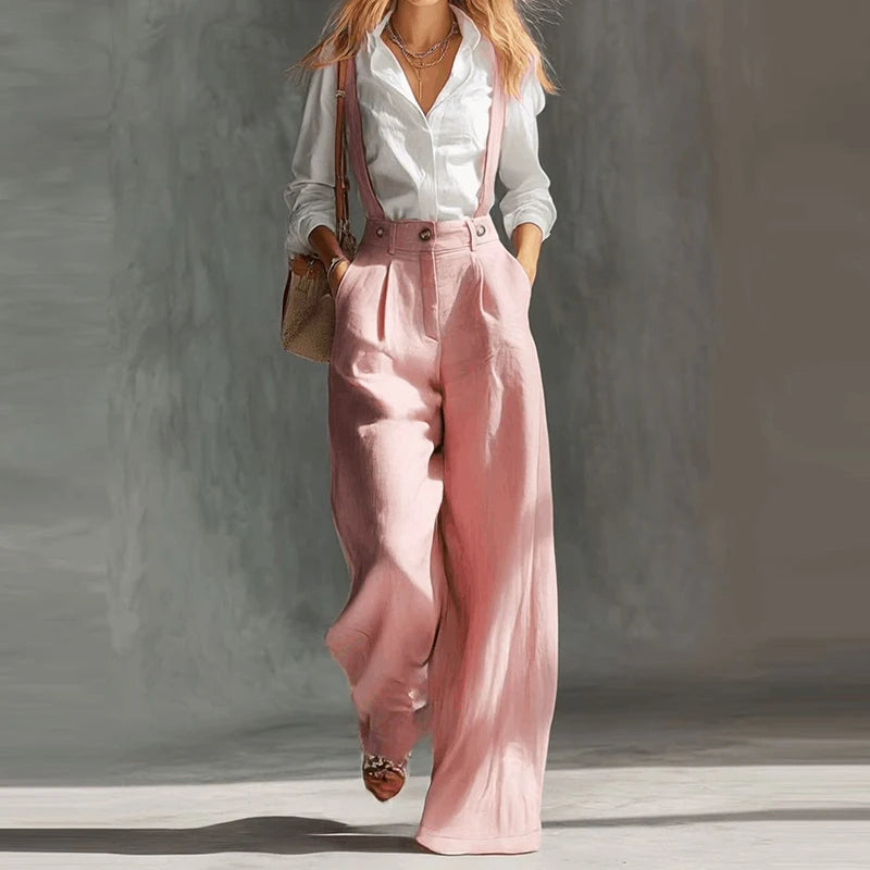 LIZAKOSHT  -  Spring Summer Women New Solid Halter Jumpsuits Elegant Sleeveless Hollow Out Commute Rompers Ladies High Waist Pocket Playsuits