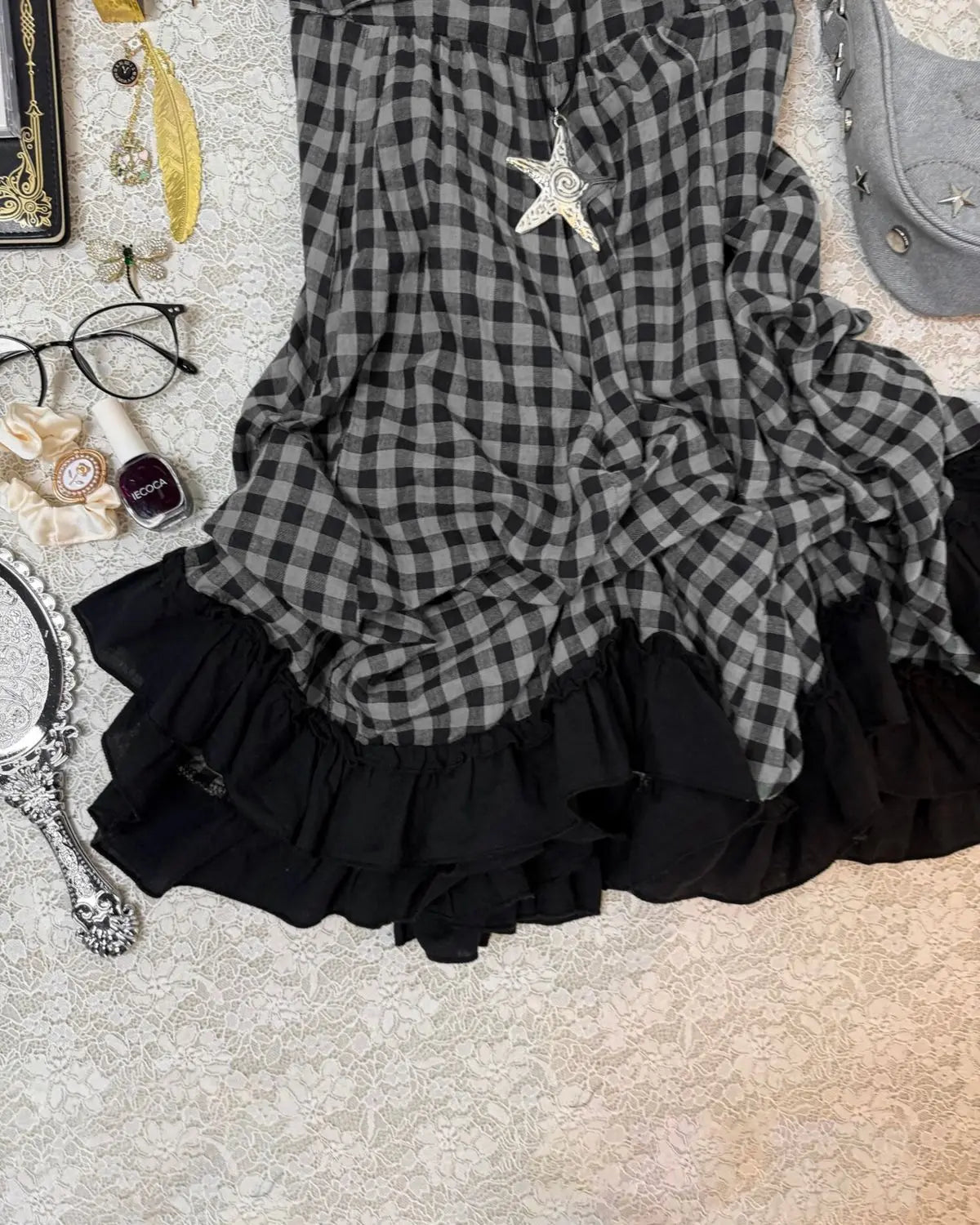LIZAKOSHT  -  Punk Y2k Sling Womens Dresses Plaid Goth Vintage Ball Gown Backless Slim Hot Sweet 90s Dress Lace Sexy Harajuku Korea Grunge Emo