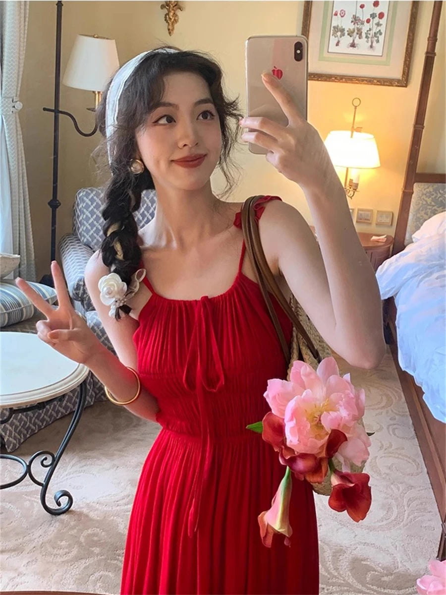 LIZAKOSHT  -  Spaghetti Strap Dress Women New Summer Elegant Holiday Backless Evening Party Vestidos Dresses Female Slim Korean Clothes
