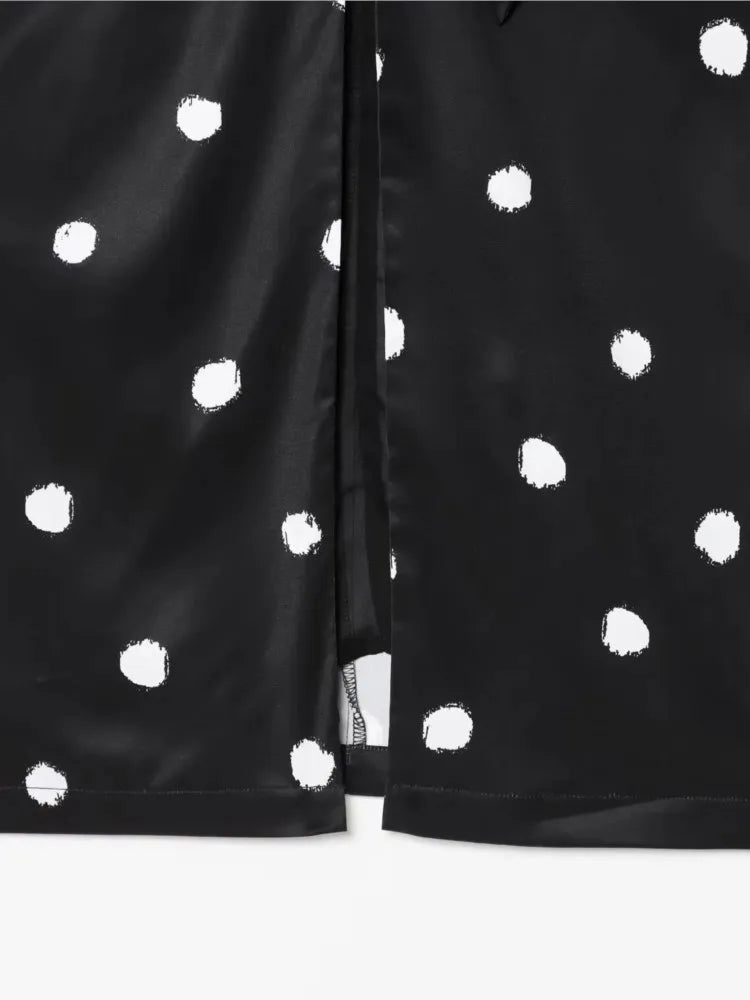 LIZAKOSHT  -  Polka Dot Midi Skirt Woman Elegant Casual Black High Waist Slit Skirts Fashion Bow-Tie Waist Slim Long Skirts New Summer