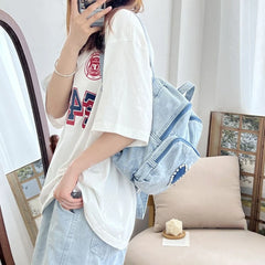 LIZAKOSHT  -  New Patchwork Cute Heart Diamond Back Pack Vintage Preppy Women All Match Backpacks Korean Sweet Y2k Aesthetic Casual Schoolbags