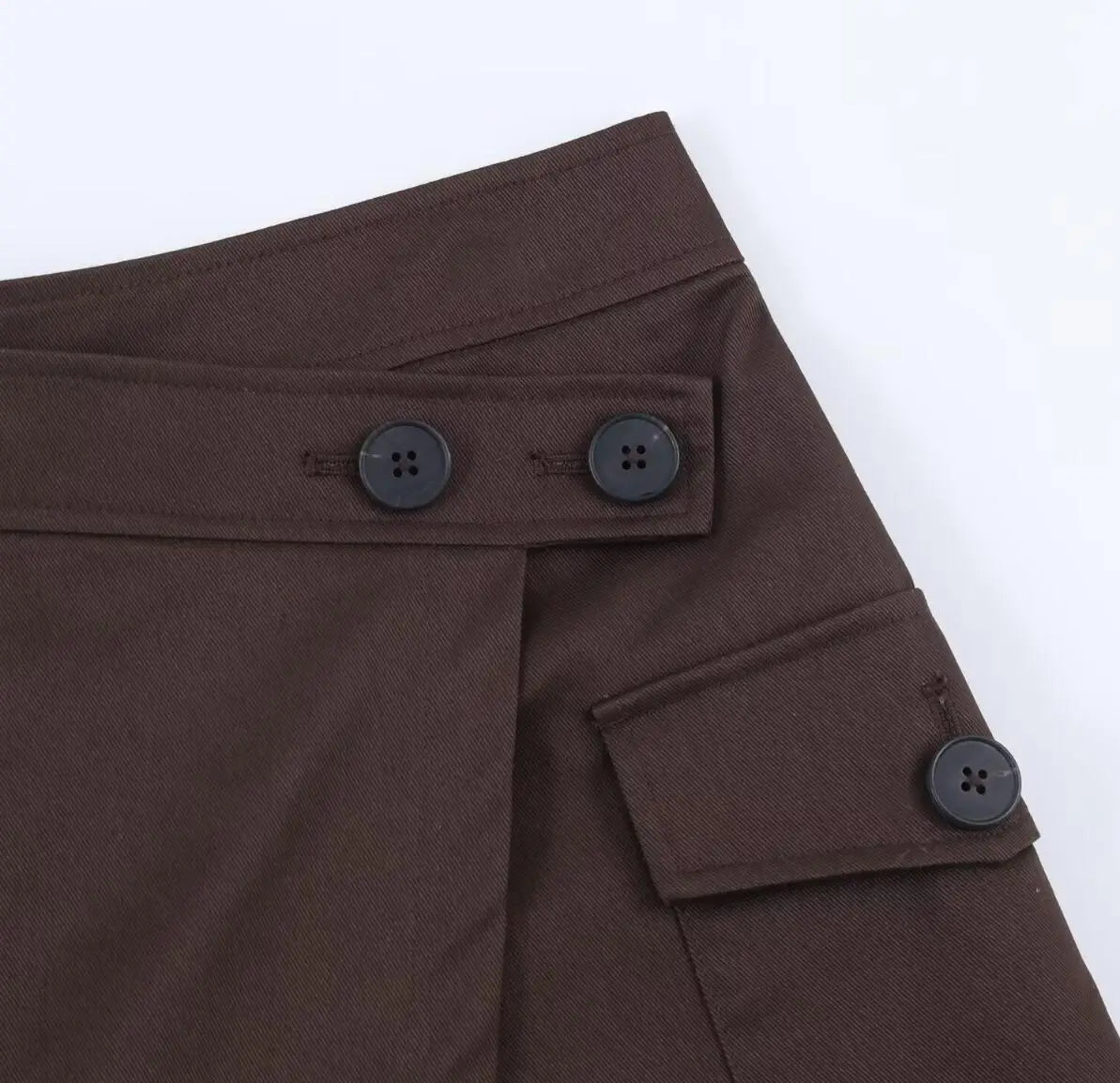LIZAKOSHT  -  Spring Summer Cargo Low Waist Shorts Skirts for Women Safari Short Trousers Side Pockets  Casual Street Bottom Deep Brown