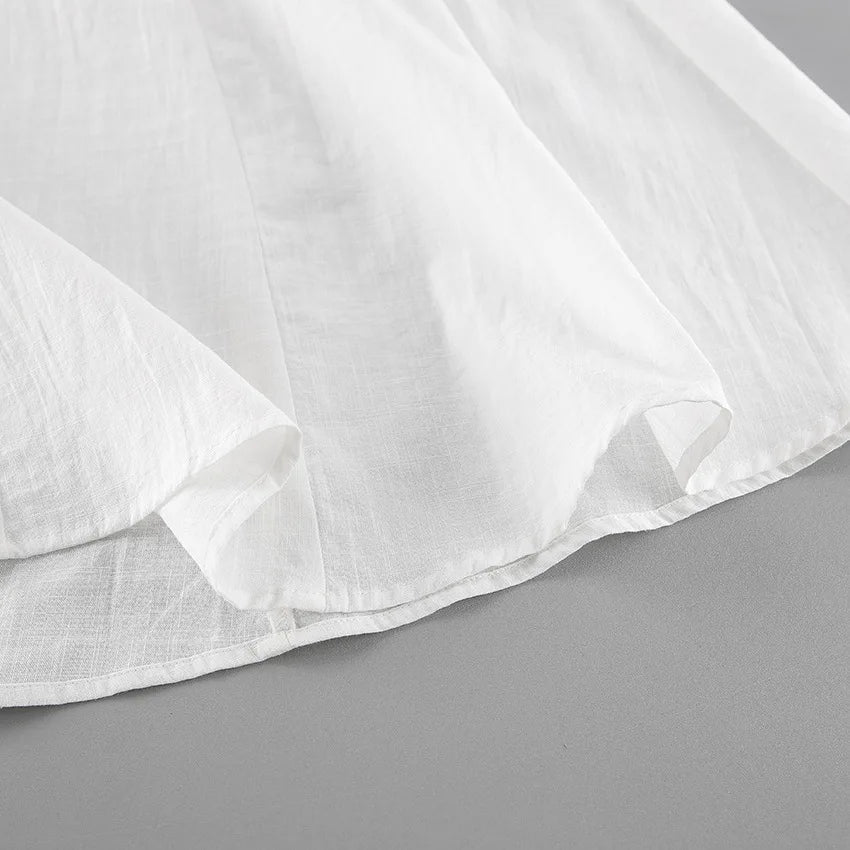 LIZAKOSHT  -  White Backless Summer Dress For Women Short Sleeve Slim V-Neck High Waist Elegant Commute Dress Female Bandage Long Dress