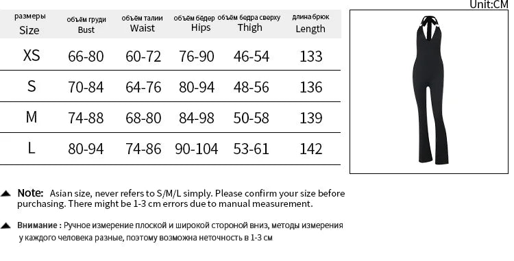 LIZAKOSHT  -  Summer V-Neck Halter Jumpsuit Women's Sleeveless Stretchy Wide Leg Romper Sexy Bodycon One Piece Jumpsuit Outfit