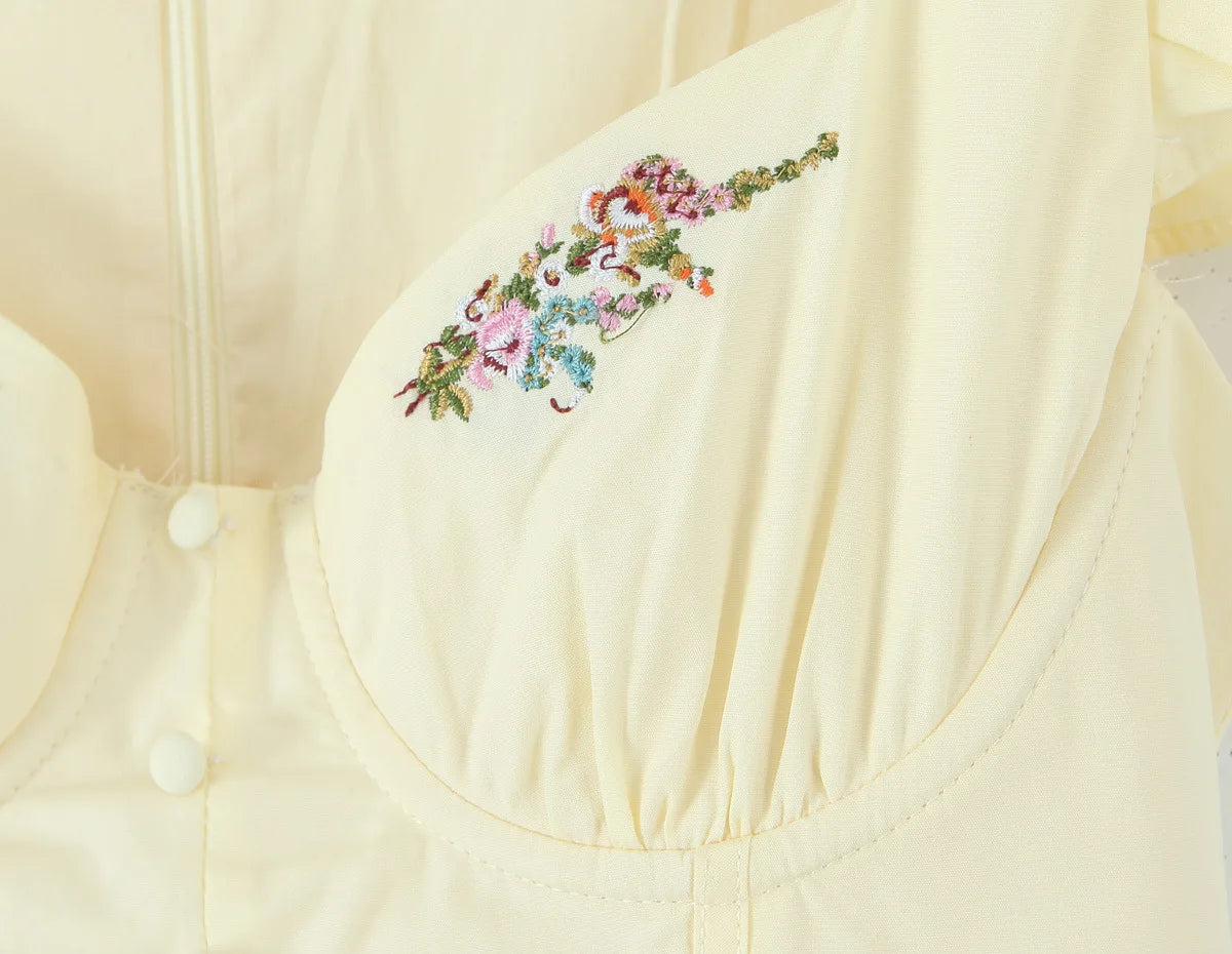 LIZAKOSHT  -  Fashion Embroidery Summer Sweet and Spicy Lace Stitching Embroidery Waist Strap Small Skirt