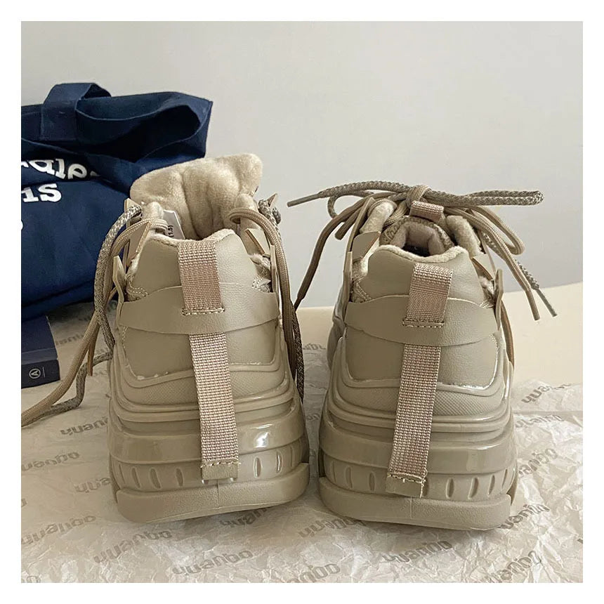 LIZAKOSHT New Winter Women Sneakers with Plush Female Thick Bottom Warm Shoes Casual Heightened Sneakers Ladies Casual Vulcanized