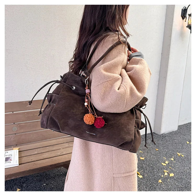 LIZAKOSHT  -  Simple Fashion Suede Crossbody Bag Women Large Capacity Shoulder Bag for Work Comfortable and Versatile Texture Commuting Bag