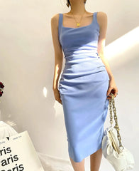 LIZAKOSHT  -  Summer New European and American Sexy Design Sense Word Collar Hem Split Dress Women's Dress