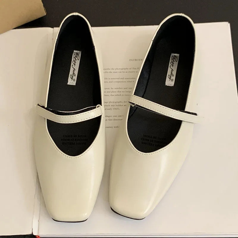 LIZAKOSHT  -  Autumn Women Flat Shoes Fashion Shallow Ladies Mary Jane Shoes Square Toe Soft Flat Heel Outdoor Casual Ballerina New Shoes