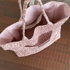 LIZAKOSHT  -  Women's Pink Leopard Print Shoulder Bag Large Capacity Casual Tote Simple Double Sided Use For Work Commuting