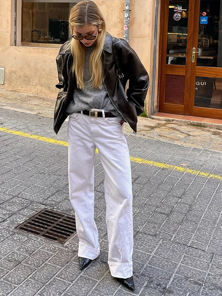 LIZAKOSHT  -  Textured Leather Jacket Coat Vintage Matte Zipper Short Outwear Top Lapel  Cool Fashion Commuter Loose Slimming Biker Jackets