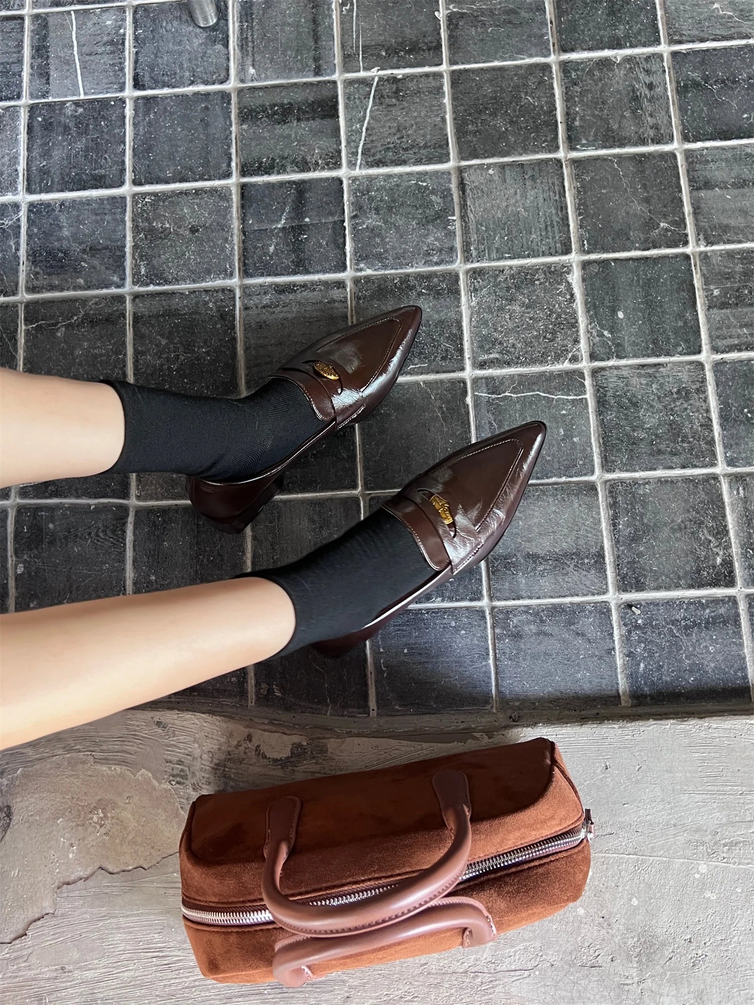 LIZAKOSHT  -  Autumn New Brand Women Flat Shoes Fashion Pointed Toe Slip On Ladies Casual Laofer Shoes Flat Heel Dress Flat Shoes New
