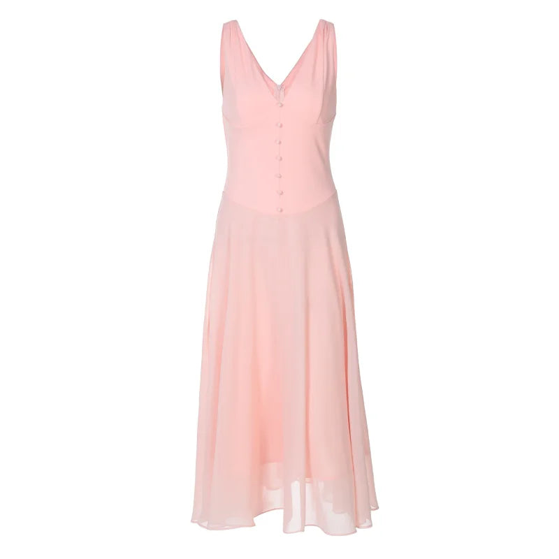 LIZAKOSHT  -  Elegant Flowing Dress V-neck Sexy Sweet Summer Party Date Dressing Charming Fashionable Feminine Evening Gown For Women