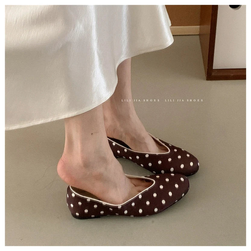 LIZAKOSHT  -  New Spring Flats Shoes Women Fashion Round Toe Polka Dot Slip On Mary Jane Flat Ballet Shoes Soft Ballerina Casual Loafers