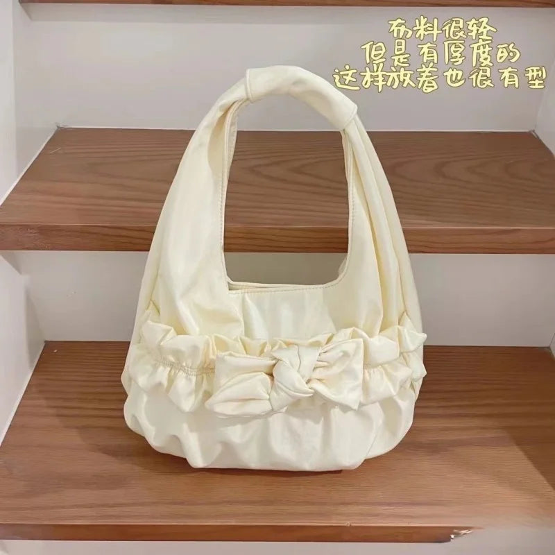 LIZAKOSHT  -  Korean Sweet Bow Pleated Lolita Spring Summer Fashion Handbag  Women Shoulder Bag All Match