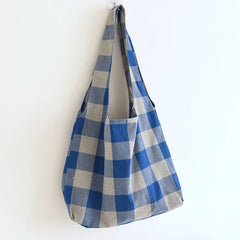 LIZAKOSHT  -  Vinatge Retro Cotton Shoulder Bags Striped Plaid Colorful Environmental Shopping Bag Tote Package Casual Handbag For Women