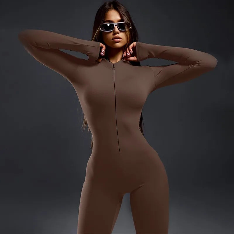 Lizakosht Exit Dress Cover Up Swim Suit Bikini Pareo Women Winter New Solid Color Tight Zipper Sports Yoga Jumpsuit Spandex