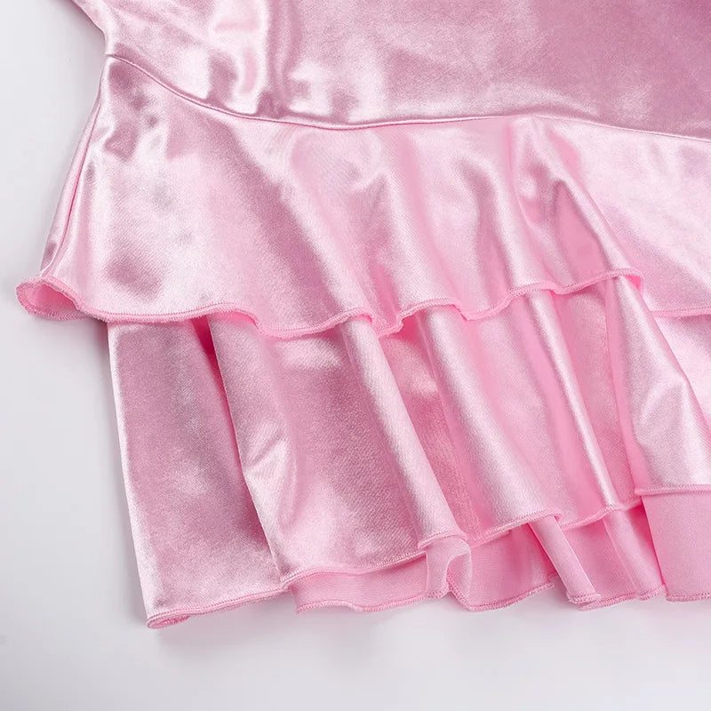 LIZAKOSHT  -  Stylish Skirt Sexy Waist Bag Hip Skirt Flutter Shoulder Slant Satin New Dress