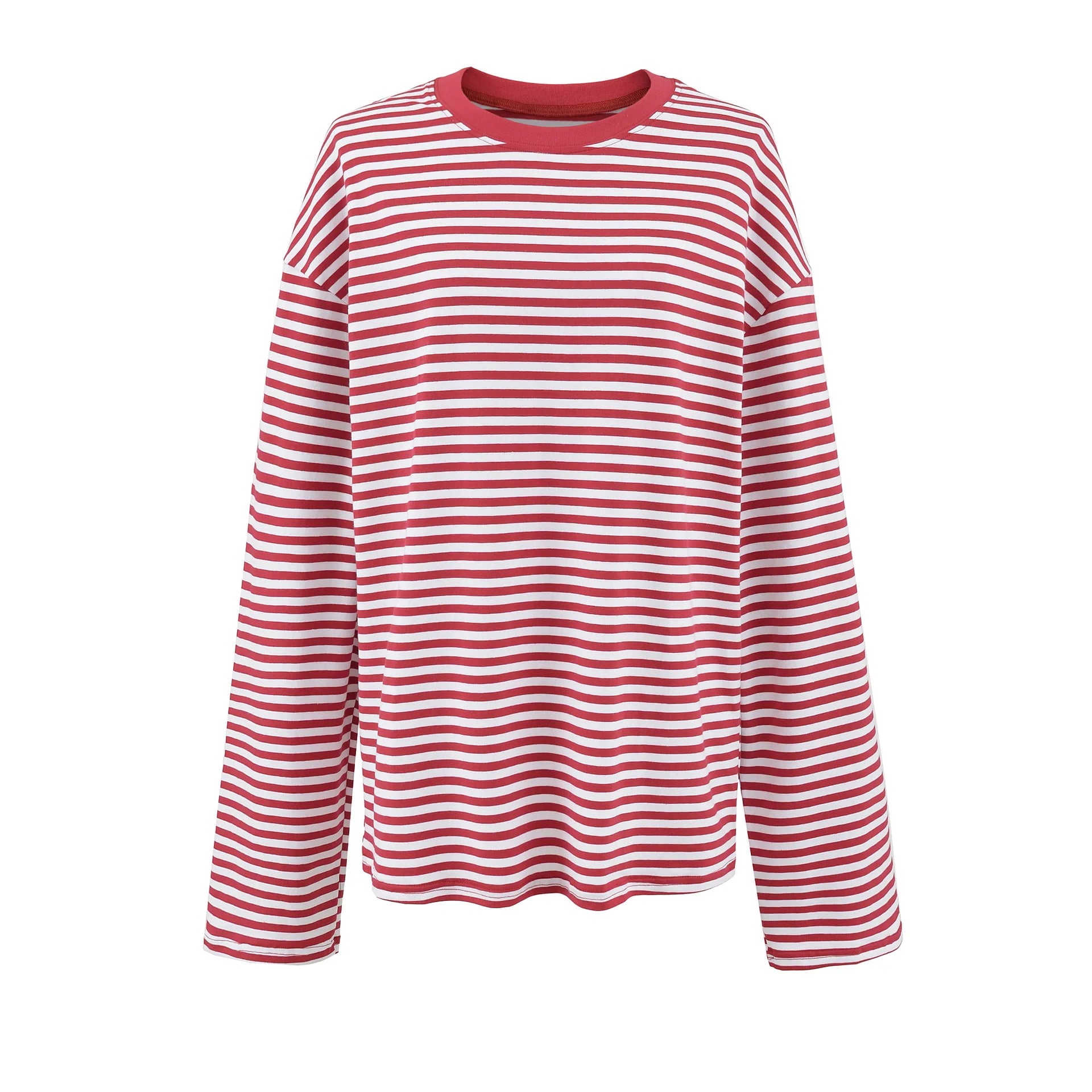 LIZAKOSHT  -  Women Casual Striped Long Sleeve Cotton Tops Autumn O-neck Patchwork Loose T-shirt High Street Female Vintage Tops New
