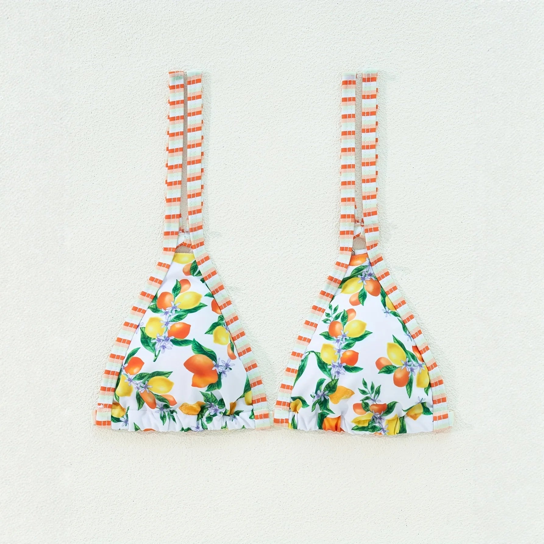 LIZAKOSHT  -  Sexy Orange Print Micro Bikini Women Double Strap Push Up Bra Hollow Out Thong Swimsuit Beach Bathing Suit Holiday Swimwear