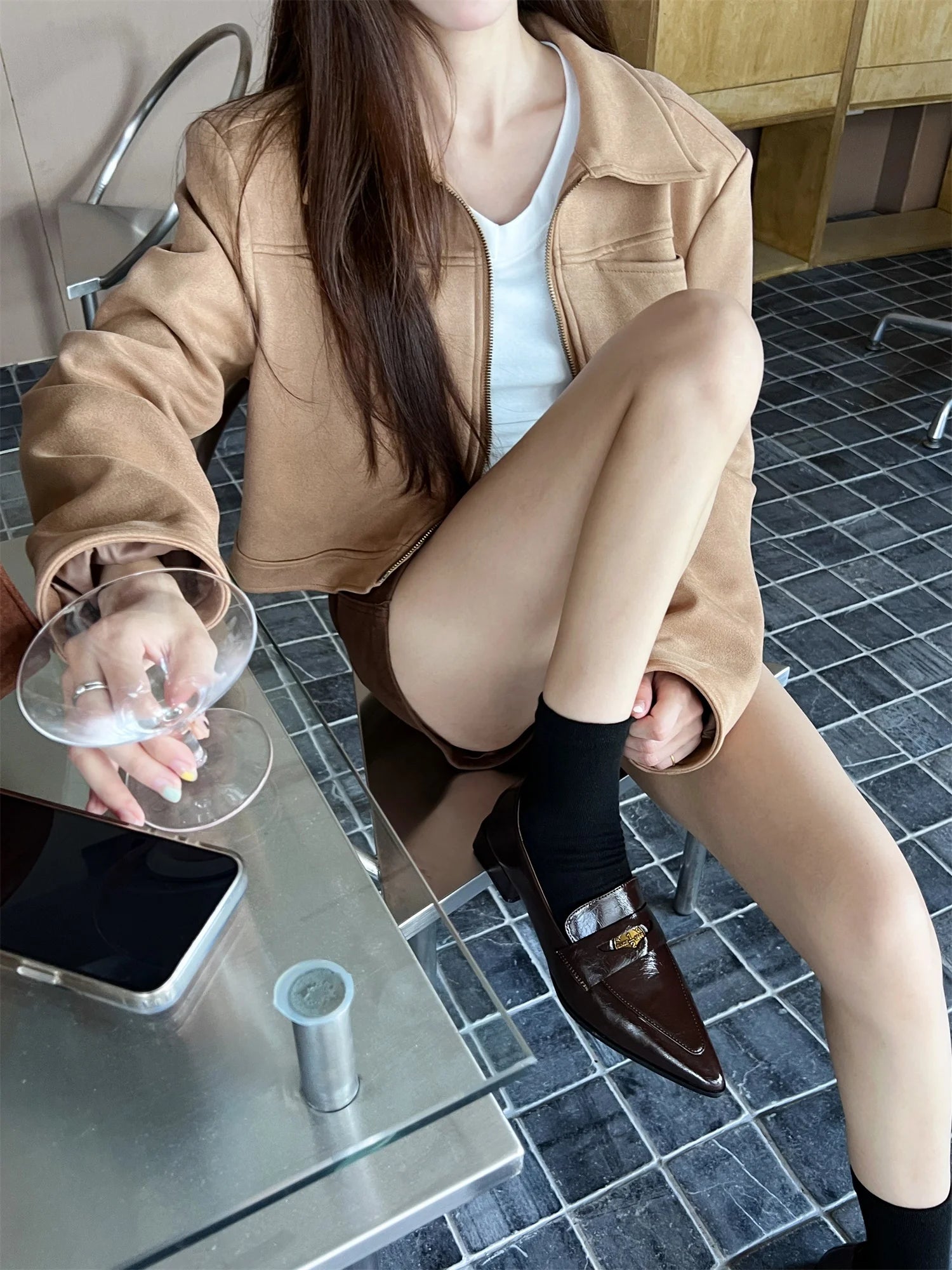 LIZAKOSHT  -  Autumn New Brand Women Flat Shoes Fashion Pointed Toe Slip On Ladies Casual Laofer Shoes Flat Heel Dress Flat Shoes New