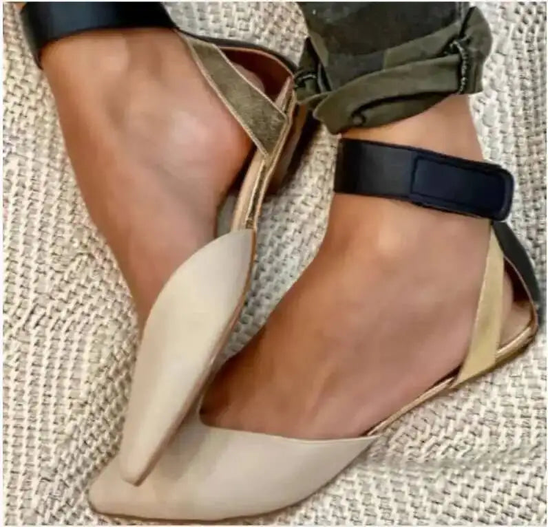 LIZAKOSHT  -  Pointed Toe Women Sandal Casual Flat Heel Shoes Fashion Hook Loop Ankle Buckle Women's Sandal Trend Shoes