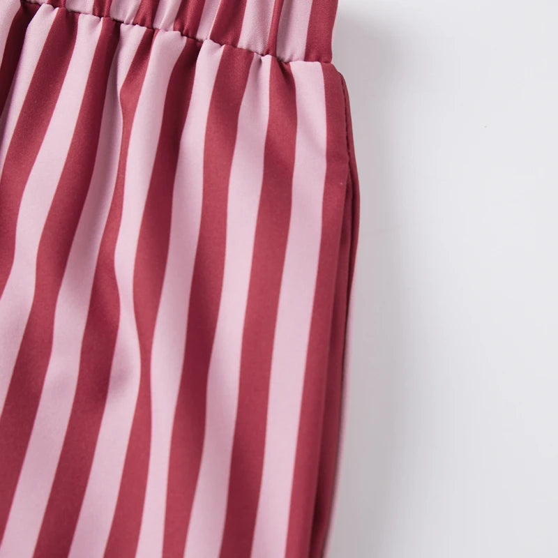 LIZAKOSHT  -  Women Summer Striped 2 Piece Outfits Casual Sleeveless Tie Strap Babydoll Tank Top Pants Sets Sleepwear Y2K Lounge Matching Suit