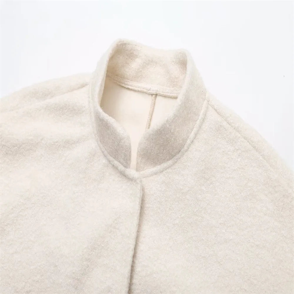 LIZAKOSHT  -  Winter Women Jackets Female Tops Autumn New Fashion Loose Casual Collar Solid Color Bomber Coats Woolen Jacket Women Clothing