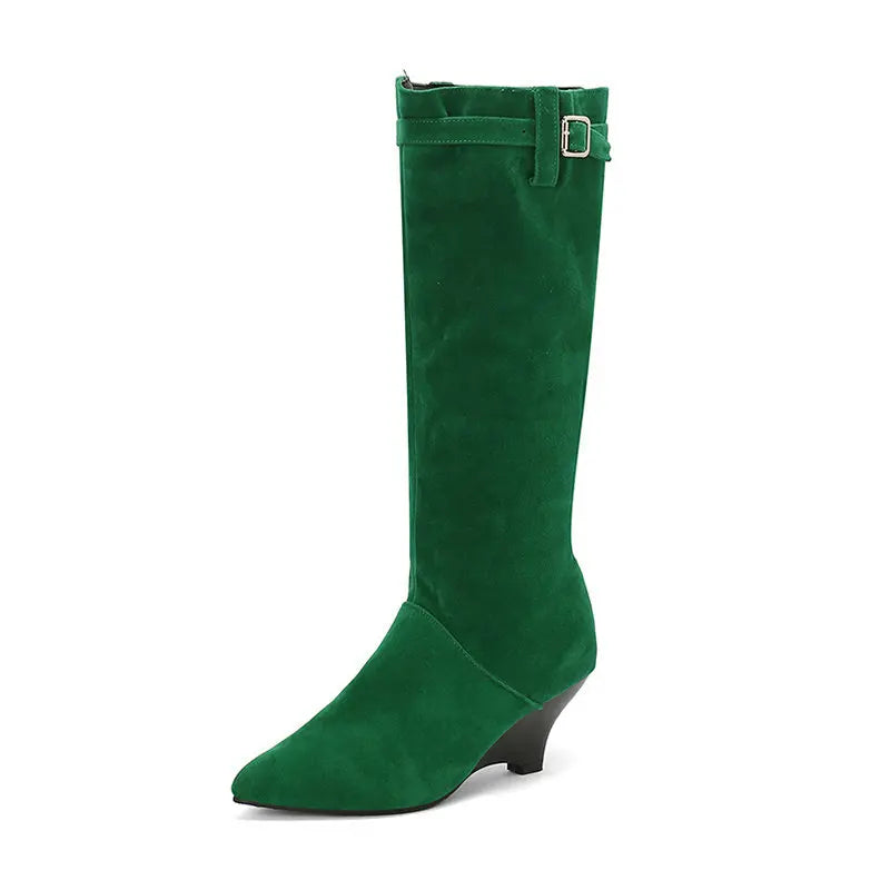 LIZAKOSHT  -  Elegant Woman Boots Pointe Shoes Sexy Thigh High Heels High Sexy Clogs Platform Zipper Pointy Rubber Over-the-Knee Ladies Stilet