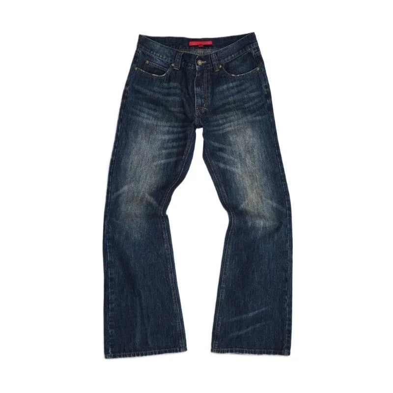 LIZAKOSHT  -   Vintage Y2k Blue Jeans Man Women Boyfriend Style American Retro Distressed Straight Denim Pants Straps Design Jeans