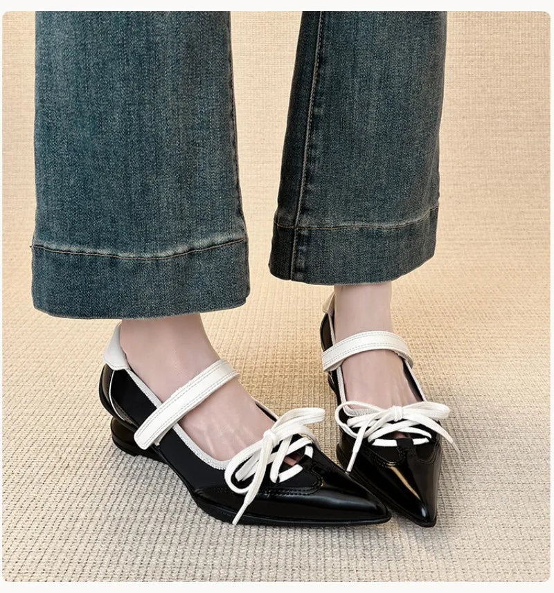LIZAKOSHT  -  Fashion Pointed Toe Butterfly Knot Strange Style Mary Jane Shoes Women Designer Sports Ballet Shoes Elegant Party Dress Pumps