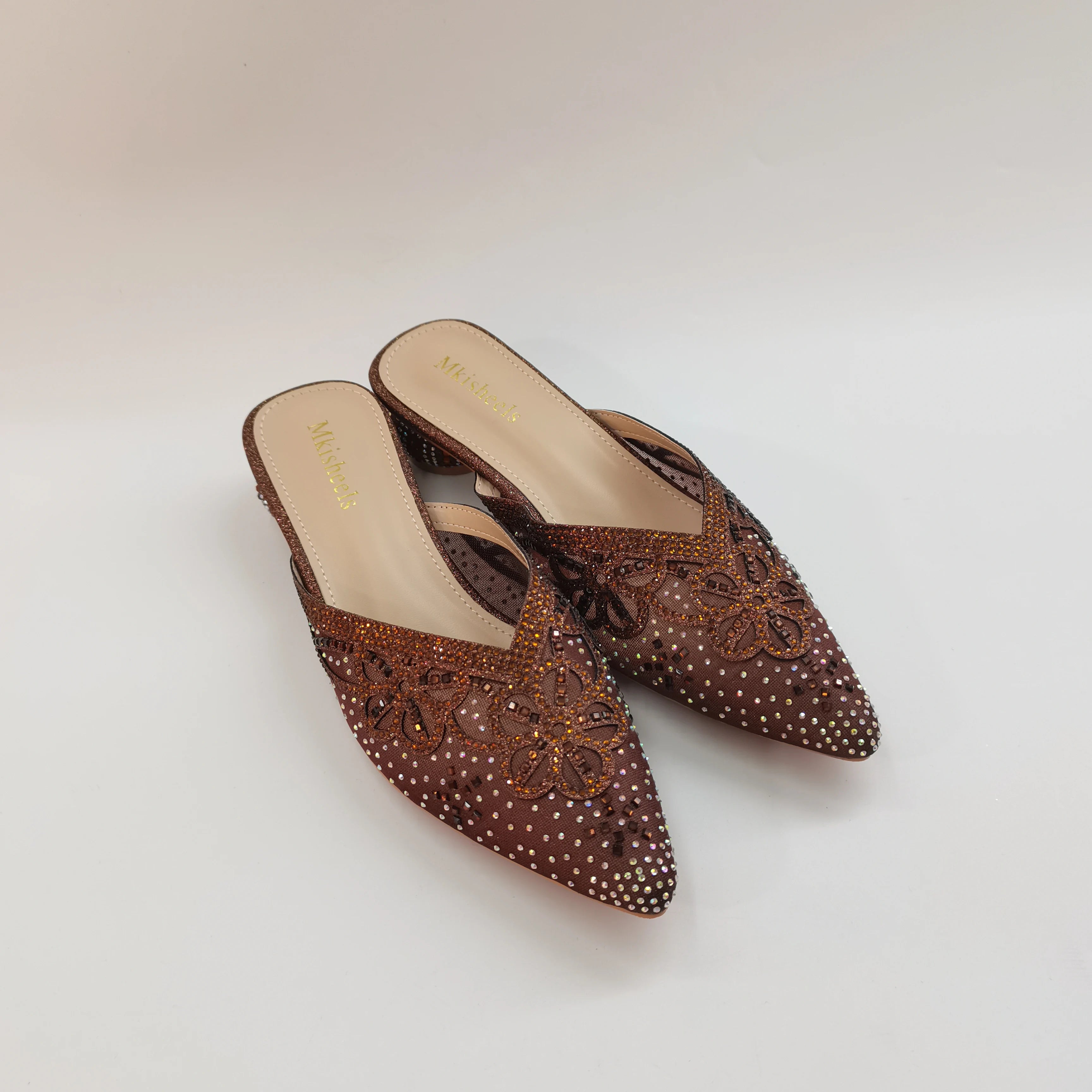 LIZAKOSHT  -  Italian Ladies Soft Sandals Pretty Blue Embroidered Mesh Mules for All Occasions Women's Comfortable Shoes Hot Selling Style
