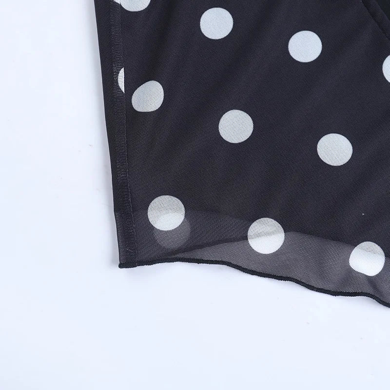 LIZAKOSHT  -  Polka Dot Printed Irregular Split Women Skirt Black High Waist Ruffles Slim Long Skirt Female Spring Casual Streetwear